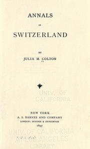 Cover of: Annals of Switzerland by Julia Maria Colton