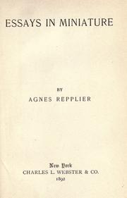 Cover of: Essays in miniature by Agnes Repplier