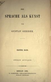 Cover of: Die Sprache als Kunst. by Gustav Gerber