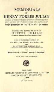 Cover of: Memorials of Henry Forbes Julian: member of the Institution of Mining and Metallurgy ...