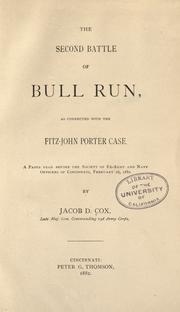 Cover of: The second battle of Bull Run, as connected with the Fitz-John Porter case. by Cox, Jacob Dolson, Cox, Jacob Dolson