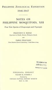 Notes on Philippine mosquitoes, XIII by Francisco E. Baisas