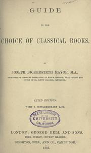 Cover of: Guide to the choice of classical books