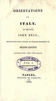 Cover of: Observations on Italy by Bell, John