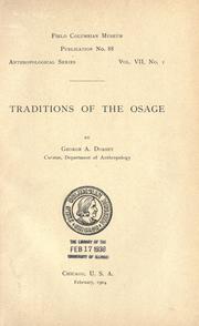 Traditions of the Osage by George Amos Dorsey