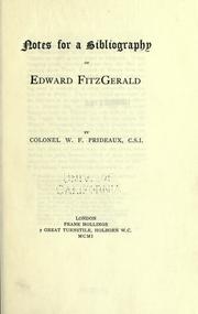 Cover of: Notes for a bibliography of Edward FitzGerald