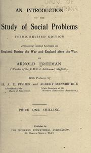 Cover of: An introduction to the study of social problems. by Arnold James Freeman