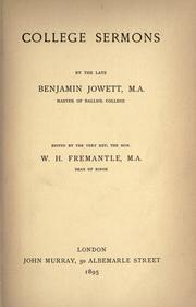Cover of: College sermons