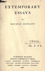 Cover of: Extemporary essays. by Maurice Henry Hewlett