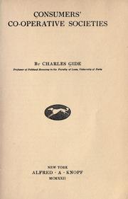 Cover of: Consumers' co-operative societie by Charles Gide