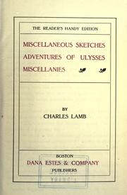 Cover of: Miscellaneous sketches. by Charles Lamb