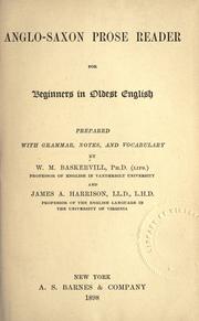Cover of: Anglo-Saxon prose reader, for beginners, in oldest English