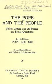 Cover of: The Pope and the people: select letters and addresses on social questions