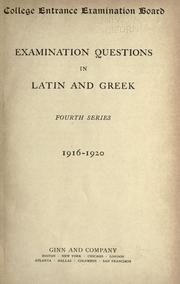 Cover of: Examination questions in Latin and Greek.