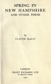 Spring in New Hampshire and other poems by Claude McKay, Mint Editions