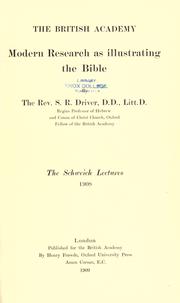 Cover of: Modern research as illustrating the Bible. by S. R. Driver