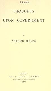 Cover of: Thoughts upon government