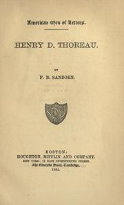 Cover of: Henry D. Thoreau.