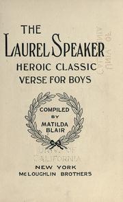 Cover of: The laurel speaker by Matilda Blair