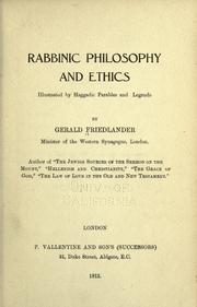 Cover of: Rabbinic philosophy and ethics illustrated by haggadic parables and legends