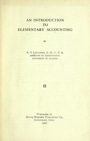 Cover of: An introduction to elementary accounting
