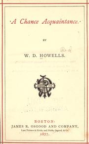 Cover of: A chance acquaintance by by W. D. Howells
