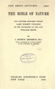 Cover of: The Bible of nature by Thomson, John Arthur Sir