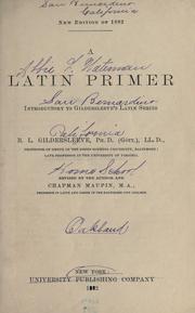 Cover of: A Latin primer: introductory to Gildersleeve's Latin series
