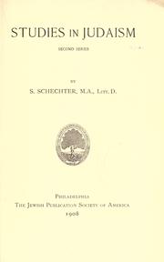 Cover of: Studies in Judaism by Solomon Schechter