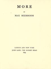 Cover of: More by Sir Max Beerbohm
