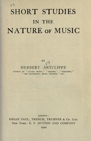 Cover of: Short studies in the nature of music