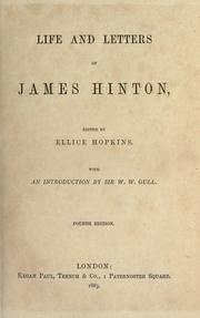 Cover of: Life and letters of James Hinton by Hinton, James