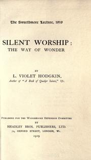 Cover of: Silent worship: the way of wonder.