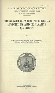 Cover of: The growth of wheat seedlings as affected by acid or alkaline conditions.