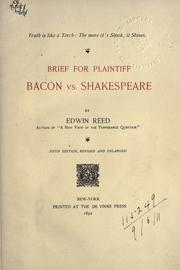 Cover of: Brief for plaintiff: Bacon vs. Shakespeare.
