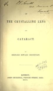 Cover of: On the crystalline lens and cataract.