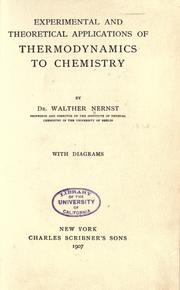 Cover of: Experimental and theoretical applications of thermodynamics to chemistry by Walther Nernst