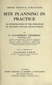 Cover of: Site planning in practice: an investigation of the principles of housing estate development