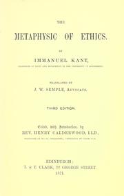 Cover of: The metaphysic of ethics. by Immanuel Kant