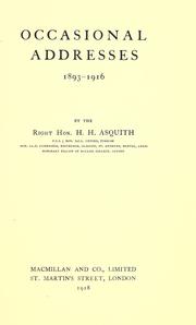 Cover of: Occasional addresses, 1893-1916