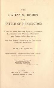 Cover of: The centennial history of the battle of Bennington by Frank Warren Coburn