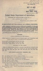 Cover of: Publications of the Bureau of animal industry
