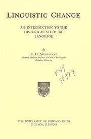 Linguistic change by Edgar H. Sturtevant