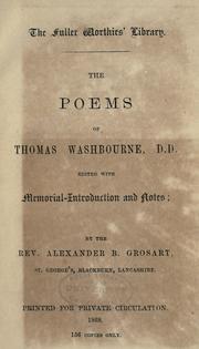 Cover of: The poems of Thomas Washbourne, D. D. by Thomas Washbourne