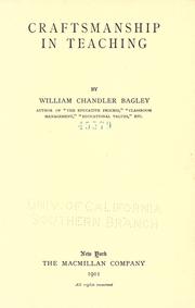 Cover of: Craftsmanship in teaching by William C. Bagley
