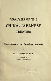 Cover of: Analysis of the China-Japanese treaties by George Bronson Rea