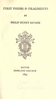 Cover of: First poems & fragments by Philip Henry Savage