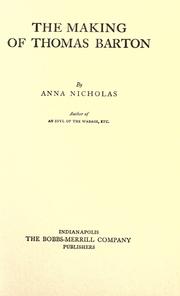 Cover of: The making of Thomas Barton