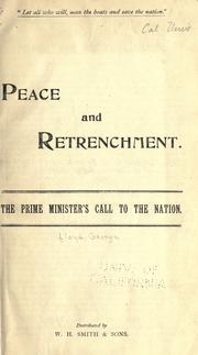 Cover of: Peace and retrenchment.: The Prime minister's call to the nation.