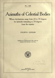 Cover of: Azimuths of the sun for latitudes extending to 61 degrees from the equator. by United States. Hydrographic Office.